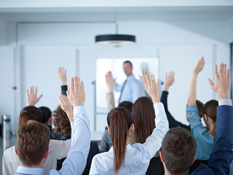 Businessman giving presentation at a meeting